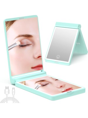 Nacario Wobsion Işıklı Kompakt Ayna, Şarj Edilebilir Seyahat Makyaj Aynası, Işıklı 1x/3x Büyüteç Aynası, 300 ° Katlanır Taşınabilir Ayna, 2 Taraflı Manyetik Anahtar El Aynası, Kısılabilir, Kızlar Için