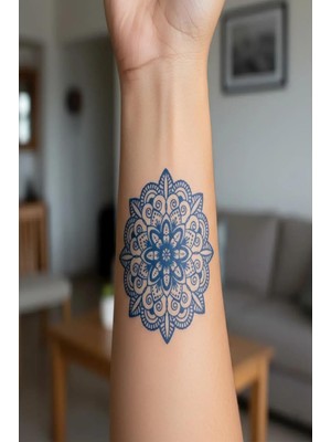 Nacario Mandala Minimal Yarı Kalıcı Geçici Dövme 1 Ay Kalıcı Yapıştırma Dövme 5x5 cm