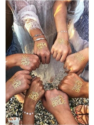 Nacario E Elmas Team Bride Geçici Dövme, Bekarlığa Veda Bride To Be Dövmesi 10 Adet (9+1)