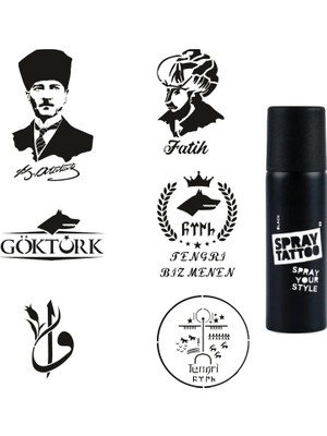 Nacario Fatih Atatürk Spray Tattoo Geçici Dövme Yapma Seti Sprey Dövme Kiti