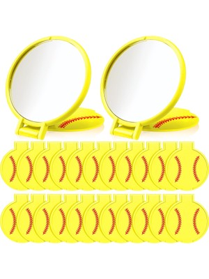 Nacario Beeveer 24 Adet Softbol Kompakt Ayna Katlanır Seyahat Aynası Yuvarlak Cep Taşınabilir Ayna Spor Çanta Ayna Küçük Ayna Makyaj Için Softball Parti Malzemeleri Kadınlar Kızlar Için