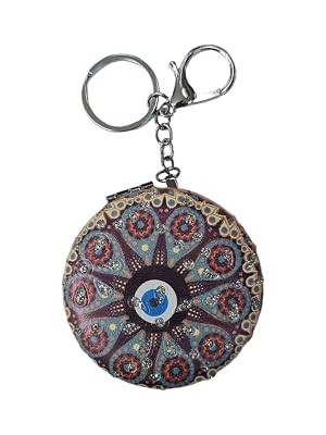 Nacario El Aynası - Anahtarlıklı Otantik Desenli Katlanır Makyaj Aynası - Cep, Çanta Aynası Desen 2