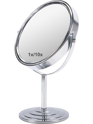 Nacario Schliersee Makyaj Aynası 1/10X, Çift Taraflı Makyaj Aynası, Büyüteçli Ayaklı Masa Aynası 17,7 cm Döner