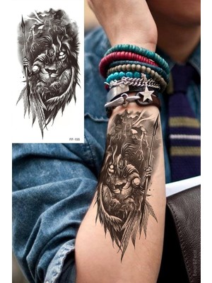 Nacario Bearpear Gladyatör Dövmesi, Aslan Dövmesi, Savaşçı Dövmesi, Geçici Dövme Tattoo, Erkek Geçici Dövme, Kol ve Vücut Dövmesi