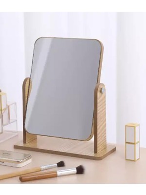 Nacario Gaman Ahşap Ayna Tek Taraflı Masaüstü Makyaj Aynası Prenses Masa Aynası Ergonomik Şık Tasarım 18X13CM