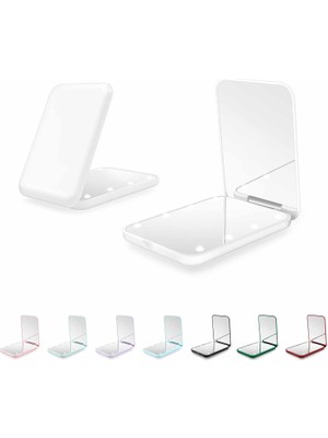 Nacario Kakuje Işıklı Kompakt Ayna, USB Veri Kablosu ile 1x/2x Büyütme LED Cep Aynası, Çanta, Cep, Seyahat ve Hediye Için Beyaz Mini Ayna