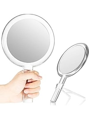 Nacario Queekay Çift Taraflı El Aynası Standlı 1X/10X Büyüteç Aynası Saplı Şeffaf Ayarlanabilir El Aynası Yuvarlak Makyaj El Aynası Kadınlar Kızlar Için Makyaj Aletleri Aksesuarları Ev Seyahat Kullanımı