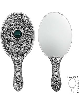 Nacario Gümüş Akik Taşlı El Aynası