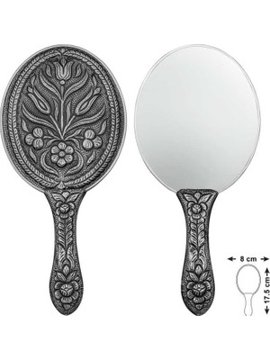 Nacario T8630 925 Ayar Gümüş Lale Motifli El Aynası