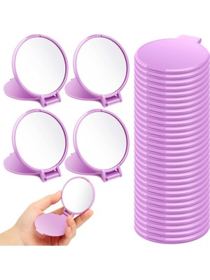 Nacario 24 Parça Mini Kompakt Ayna Toplu Yuvarlak Taşınabilir Makyaj Aynası Katlanır Cep Aynası Evsizler Için Seyahat Aynası, 2,8 x 2,4 Inç (Mor)