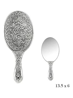 Nacario 925 Ayar Gümüş Papatya Motifli El Aynası