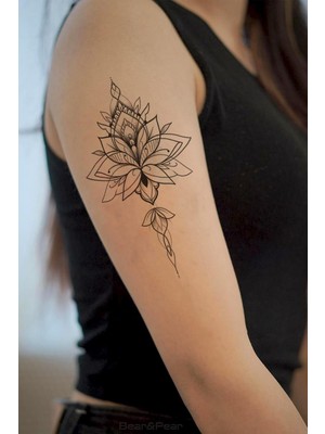 Nacario Bearpear Mandala Lotus Dövme, Kadın Geçici Dövme, Mandala Tattoo, Lotus Tattoo