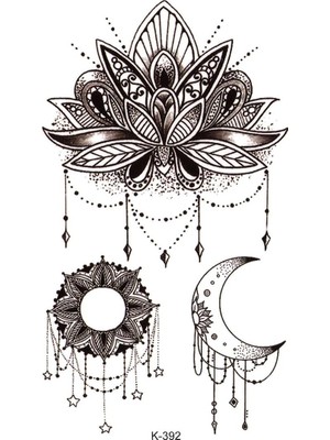 Nacario Bearpear Mandala Lotus ve Ay Geçici Dövme