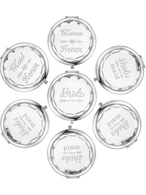 Nacario 7'li Paket Kompakt Cep Makyaj Aynası Seti, 1 Gelin Aynası, 1 Baş Nedimeti Aynası 1 Matron Of Honor Mirror ve 4 Nedime Aynası Düğün Nedime Teklifi Hediyeleri (Gümüş)