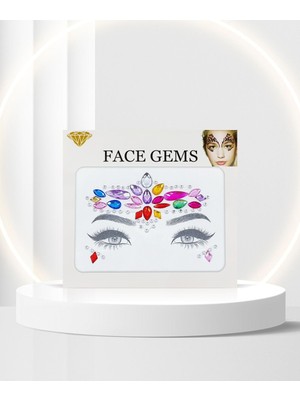 Nacario Bearpear Rainbow Kendinden Yapışkanlı Kristal Yüz Taşı Face Sticker