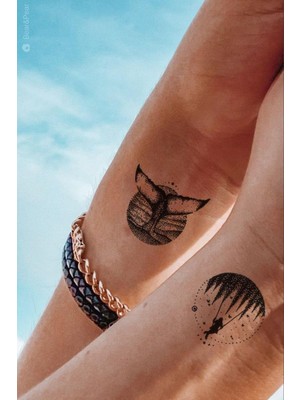 Nacario Bearpear Çift Dövmesi Minimal Geçici Dövme Couple Tattoo