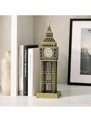Nacario Big Ben Metal Figürü, Antik Bronz, Masa ve Raf Dekorasyonu, Londra Mimari Heykelciği