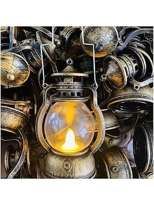Nacario Dekoratif LED Işık Ev Dekorasyonu Kandil Gaz Lambası Kulube Dekor Pilli LED Işık Taşınabilir Anahtarlıklı Mini Fener Ev Dekor Aydınlatma Süsleme Hediyelik (Gaz Lambası, 2)