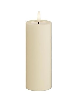 Nacario Deluxe Homeart Iç Mekan Alevsiz LED Mum - Krem - Real Flame™ Teknolojili - Akülü Mum (5 x 12,5 Cm)