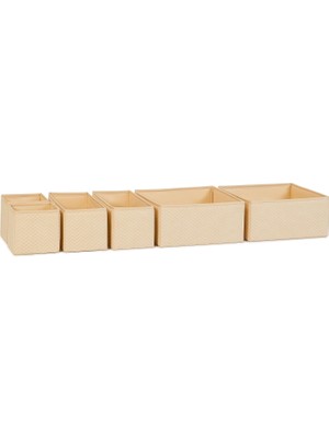 Nacario Ocean Home Textile 6'lı Bej Balıksırtı Çekmece Içi Düzenleyici Kutu 2 Adet 28 x 28 x 13/2 Adet 28 x 13 x 13/2 Adet 14 x 14 x 13 cm