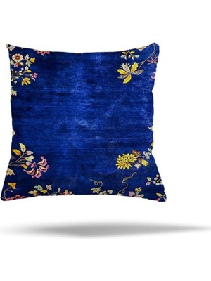 Nacario Pelangi Çiçek Desenli Batik Gizli Fermuarlı Yastık Kılıfı Kırlent Kılıfı Koltuk Yastık Kılıfı, Lacivert 45 x 45