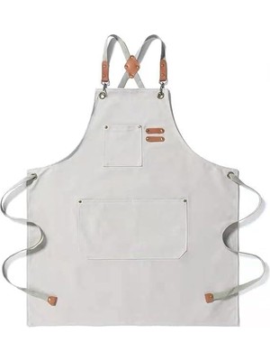 Nacario Valkyrie Unisex Kanvas Mutfak Önlüğü Ayarlanabilir Askılı Cepli Barista Garson Servis Önlüğü Kırık Beyaz