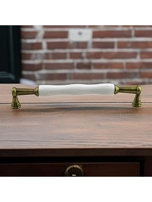 Nacario Anav Porselen Antik Sarı Kulp 192 mm Mobilya Çekmece Mutfak Dolabı Dolap Kapak Kulplar Kulb Kulpu