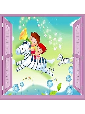 Nacario Çocuk Odası Bebek Odası Pencere Poster Duvar Kağıdı At Çocuklar