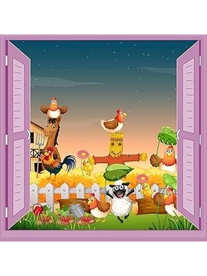 Nacario Çocuk Odası Bebek Odası Pencere Poster Duvar Kağıdı Çiftlik