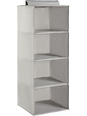 Nacario Ocean Home Textile 4 Katlı Gri Balıksırtı Dolap Içi Düzenleyici 30 x 30 x 80 cm