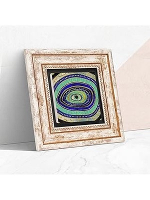 Nacario Pinecone Stone Nazar Taş Duvar Tablosu - Çerçeveli Taş Tablo - Dekoratif Duvar Sanatı - Modern Ev ve Ofis Duvar Dekoru T1-199