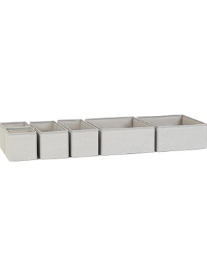 Nacario Ocean Home Textile 6'lı Gri Balıksırtı Çekmece Içi Düzenleyici Kutu 2 Adet 28 x 28 x 13/2 Adet 28 x 13 x 13/2 Adet 14 x 14 x 13 cm