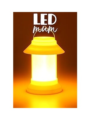 Nacario LED Mum Sokak Lambası Tip Kulplu Dumansız Pilli Alevli Dekoratif Yapay Mum Işıldak Beyaz 1036-9