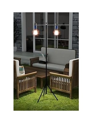 Nacario Kyrotech 2 Lambalı, Askılı, 3 Modlu, Şarjlı, LED Solar Güneş Enerjili, 2 mt Metal Standlı, Su Geçirmez, Kitap Okuma Işığı, Kamp, Avcılık, Balıkçılık, Garaj, Güverte, Balkon Dekorasyonu, Karavan (Oval)