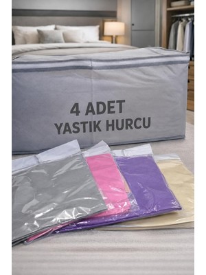 Nacario 4 Adet Hurç Çekyat Baza Altı Hurcu 62X37X24 cm Yastık Yorgan Kıyafet Düzenleme Eşya Taşıma