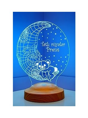 Nacario 3D Tatlı Rüyalar Prens 3 Boyutlu Aydede Ayıcık LED Lamba