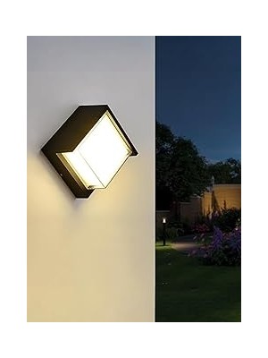 Nacario Ucuz Geldi Modern LED Duvar Aplik, 15W, 1500 Lümen, 3200K, Gün Işığı, IP44, Siyah, Modern Tasarım LED Aplik Iç ve Dış Mekan Duvar Lambası Cata Dominik Gün Işığı Bahçe Duvar Apliği