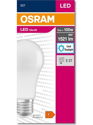 Nacario Osram 4052899971042 LED Cla 100 13 W 1521 Lümen 6500 Kelvin Beyaz Işık E27 Duy Ampul, 12X6X6 cm