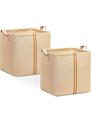 Nacario Ocean Home Textile 2'li Çocuk Odası Jüt Keten Kumaş Sepet Set 30 x 30 x 30 cm