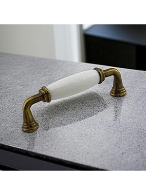 Nacario Kapıdağı Porselen Antik Sarı Kulp 96 mm Mobilya Çekmece Mutfak Dolabı Dolap Kapak Kulplar Kulb Kulpu
