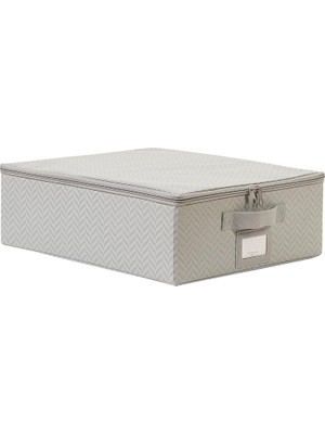 Nacario Ocean Home Textile Küçük Boy Gri Balıksırtı Destekli Kutu Hurç 31 x 38 x 12 cm