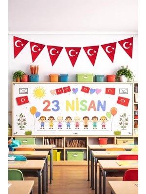 Nacario 23 Nisan Süsleri 23 Nisan Hediyeleri 10 Lu Üçgen Flama - 10 Parça