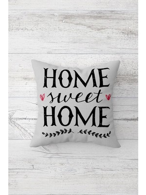 Nacario Pelangi Home Sweet Home Çift Tarafı Baskılı Gizli Fermuarlı Yastık Kılıfı Kırlent Koltuk Yastık Kılıfı, Gri 45 x 45, 2469206645451