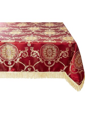 Nacario Violet Linen Prestige Damask Tasarım Masa Örtüsü Bordo 132 cm x 177 cm Dikdörtgen/dikdörtgen