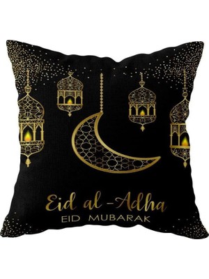 Nacario Pelangi Ramazan Fener Hilal Eid Mubarak Çift Taraflı Gizli Fermuar Yastık Kılıf Kırlent Koltuk Yastık Kılıf, Siyah-Gold 43 x 43