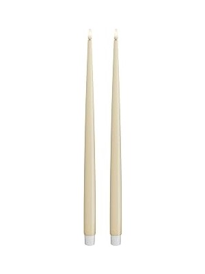 Nacario Deluxe Homeart Iç Mekan Alevsiz LED Yemek Mumu - 2'li Set - Gerçek Alevli ™ Teknolojisi - Pille Çalışan Mum (38 Cm, Krem)