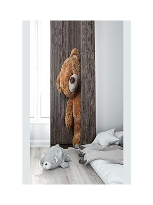 Nacario Pelangi Kahve Ayıcık Desenli Dijital Baskı Yıkanabilir Bebek Çocuk Odası Fon Perdesi, Kahve 70 x 240