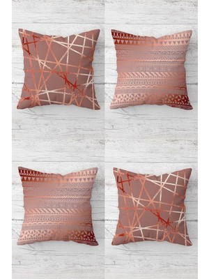 Nacario Pelangi Geometrik Parlak Çizgi Geçişli Gizli Fermuarlı Kırlent Kılıfı Koltuk Yastık Kılıfı TAKIM(4ADET), Rose-Pembe 45 x 45