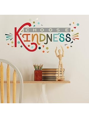 Nacario Roommates RMK5329GM Rainbow Choose Kindness Giant Peel And Stick Duvar Çıkartmaları, Kırmızı, Turuncu, Camgöbeği