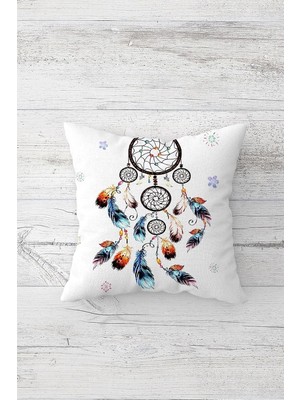 Nacario Pelangi Dream Catcher Düş Kapanı Çift Tarafı Baskı Gizli Fermuar Yastık Kılıfı Kırlent Koltuk Yastık Kılıfı, Beyaz 45 x 45